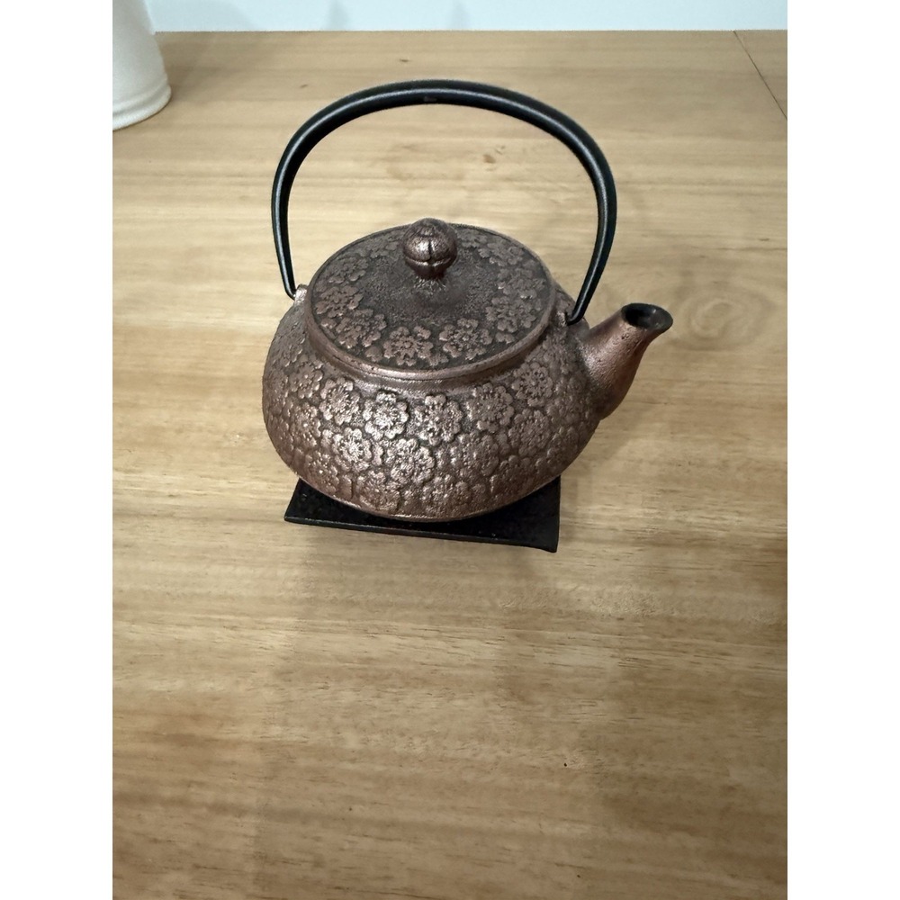 Teavana Cast Iron Sakura Cherry Blossom Teapot Infuser‎ With Stand Made In Japan